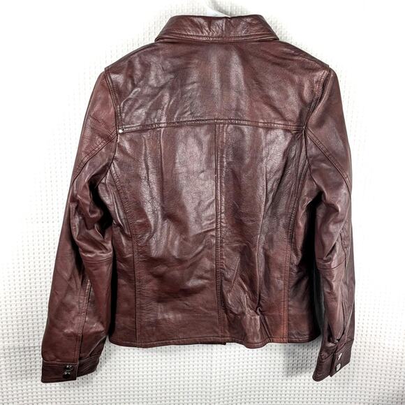 JILD New Leather Inn XS Brown Genuine Leather Jacket Women’s NWT Trucker Moto - Picture 2 of 6